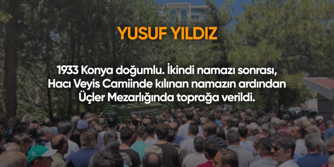 Konya'da bugün vefat edenler | 11 Eylül 2024 4